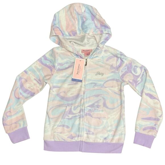 Juicy Couture Girl's Hoodie Joggers Set Velour Size 7 NWT - Picture 2 of 9